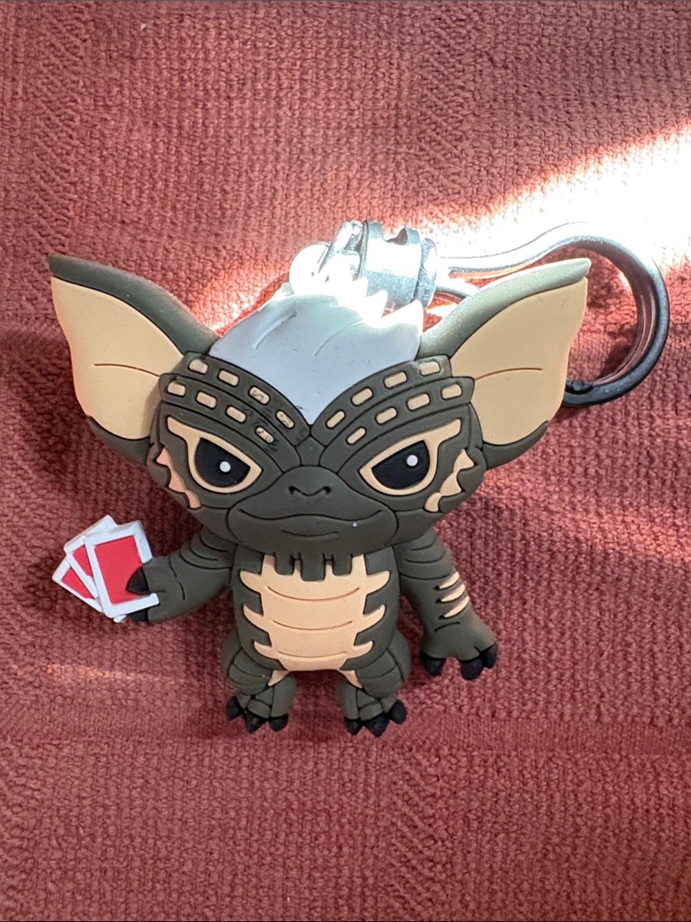 Funko Keychain Gremlin Figure in Olive Green and Tan with Red Cards